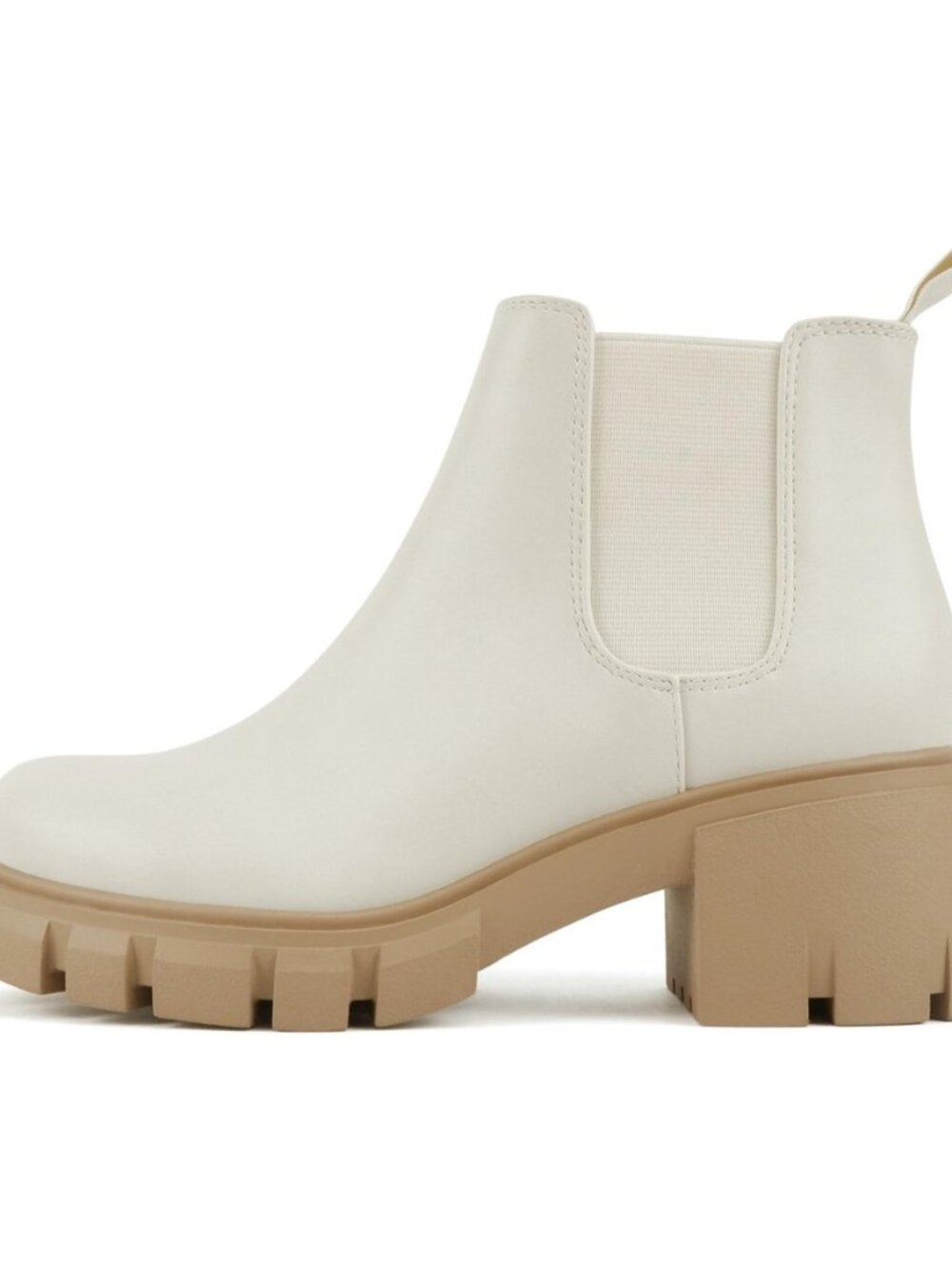 PIONEER ~ Women Lug Sole Mid Heel Chelsea Fashion Ankle Bootie w/Double Elastic